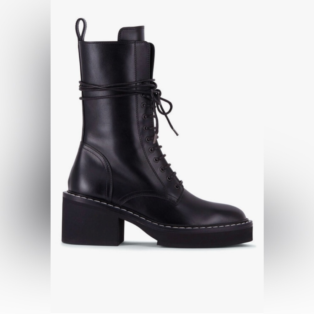 KHAITE “Cody” black leather lace up combat boot - Picture 2 of 9